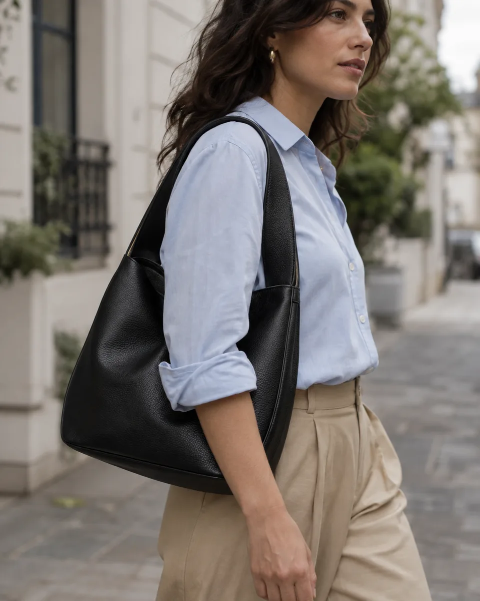 Bolsa no ombro pela cidade — imagem gerada a partir do prompt TANLABS.
