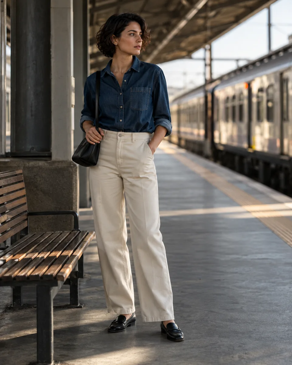 Denim na estação — imagem gerada a partir do prompt TANLABS.