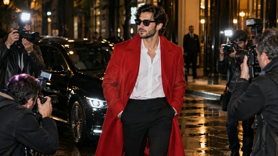 caminhada entre paparazzi — imagem gerada por IA.