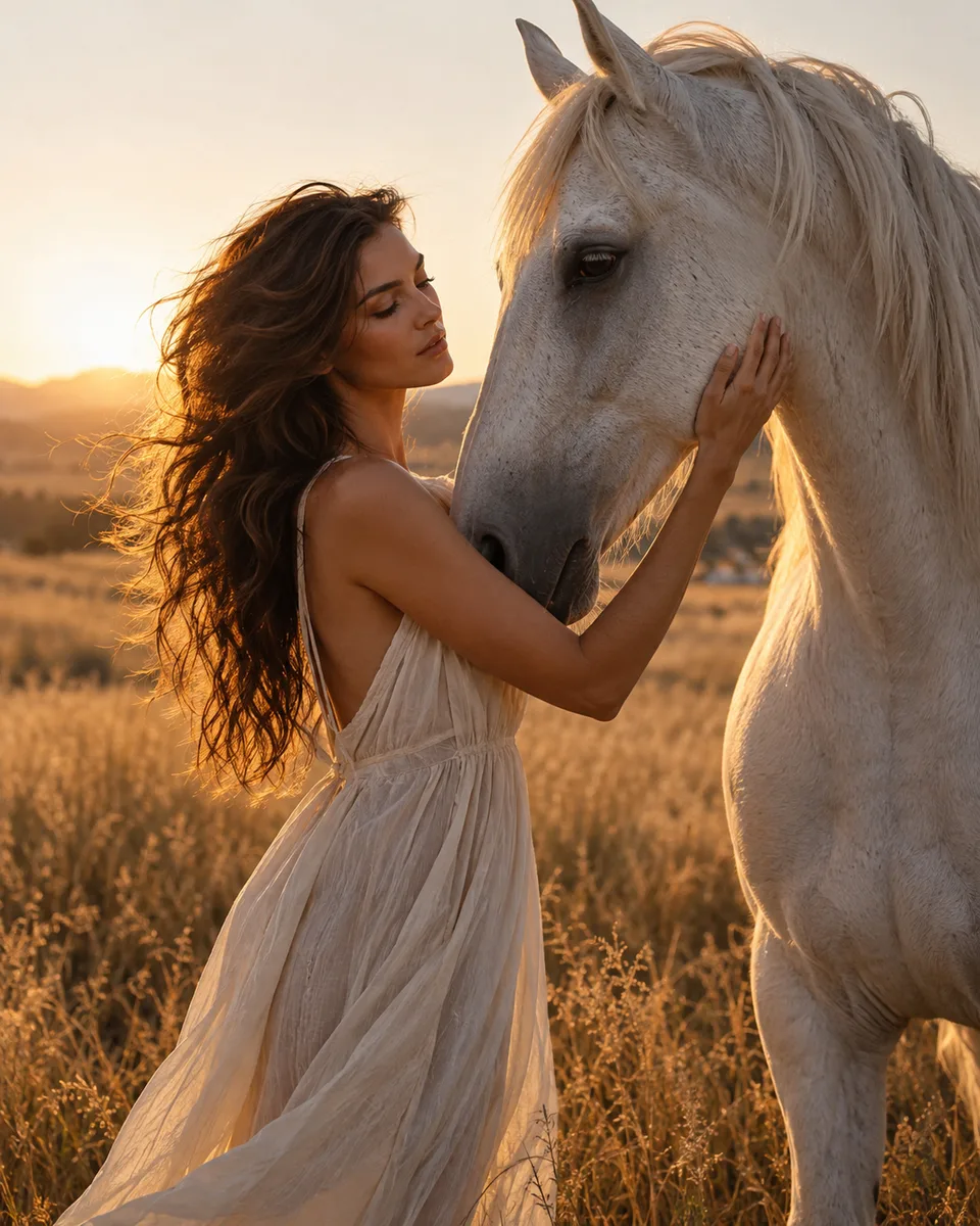 encontro com o cavalo branco — imagem gerada por IA.